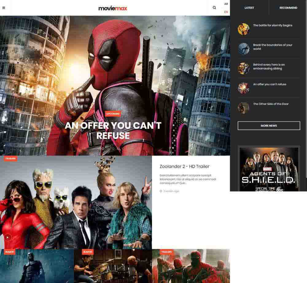 JA Moviemax by Joomlart Demo Layout