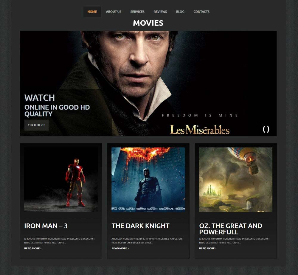 Movie Site by Template Monster Demo Layout