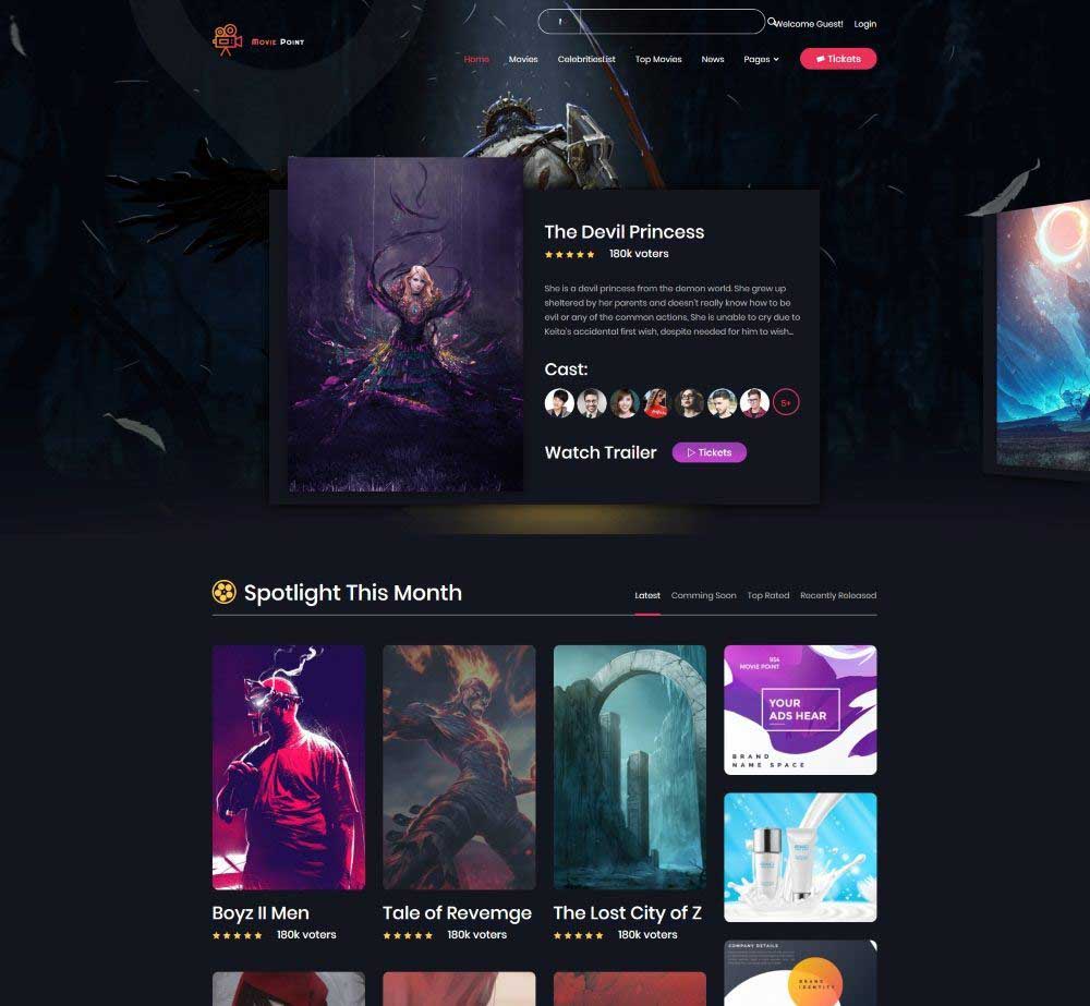 Moviepoint by Pixelthemez Demo Layout