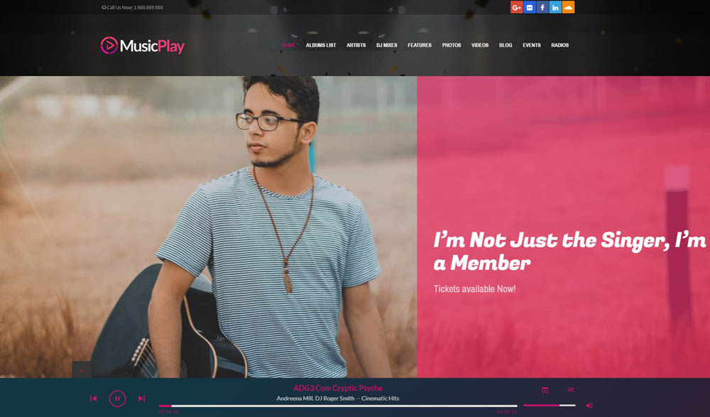 MusicPlay - Music & DJ Responsive WordPress Theme - Demo Layout