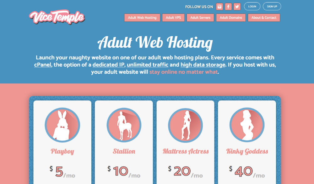 Vicetemple Adult Web Hosting